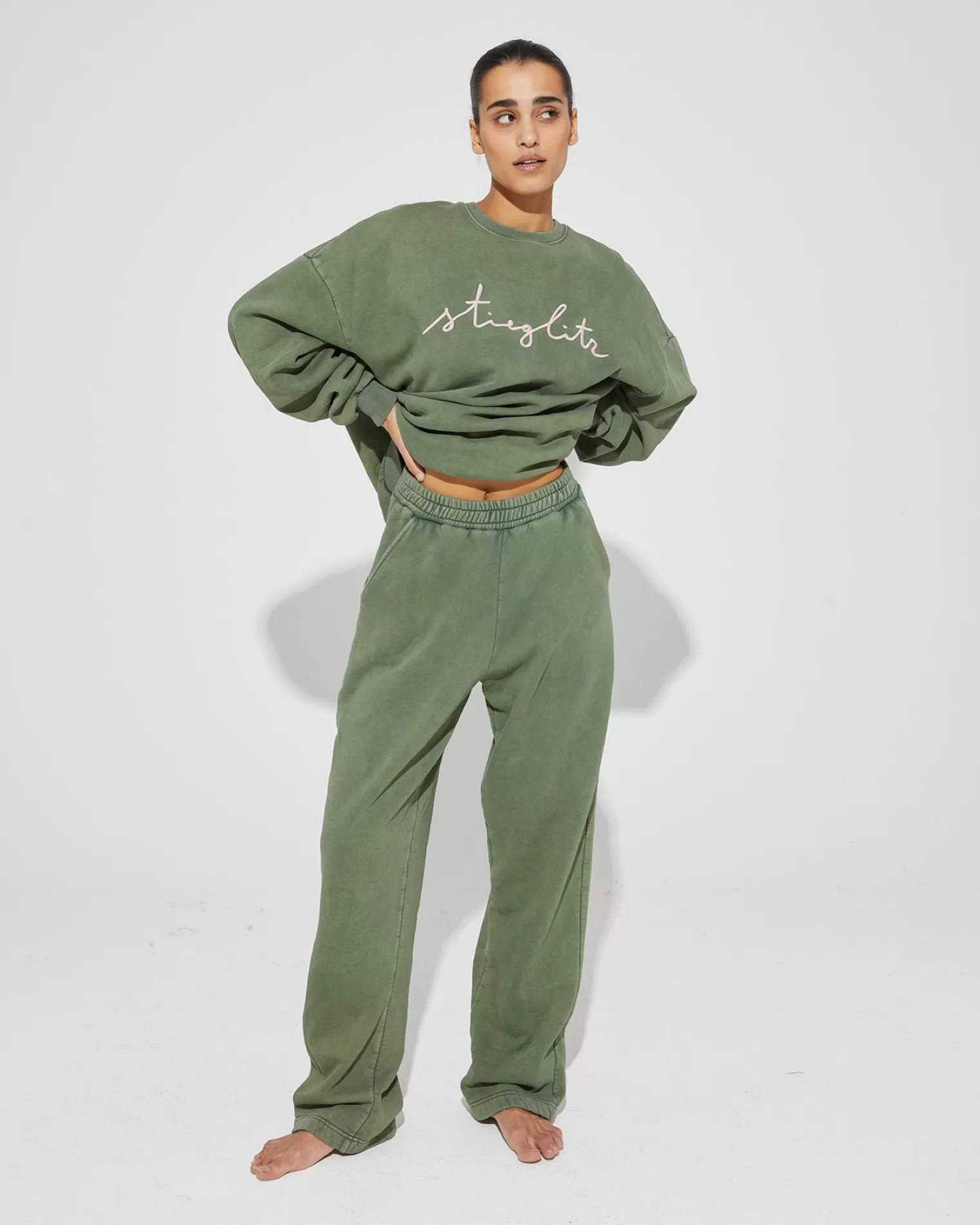 STIEGLITZ Worn Out Straight Leg Sweatpants Green^ Scotland